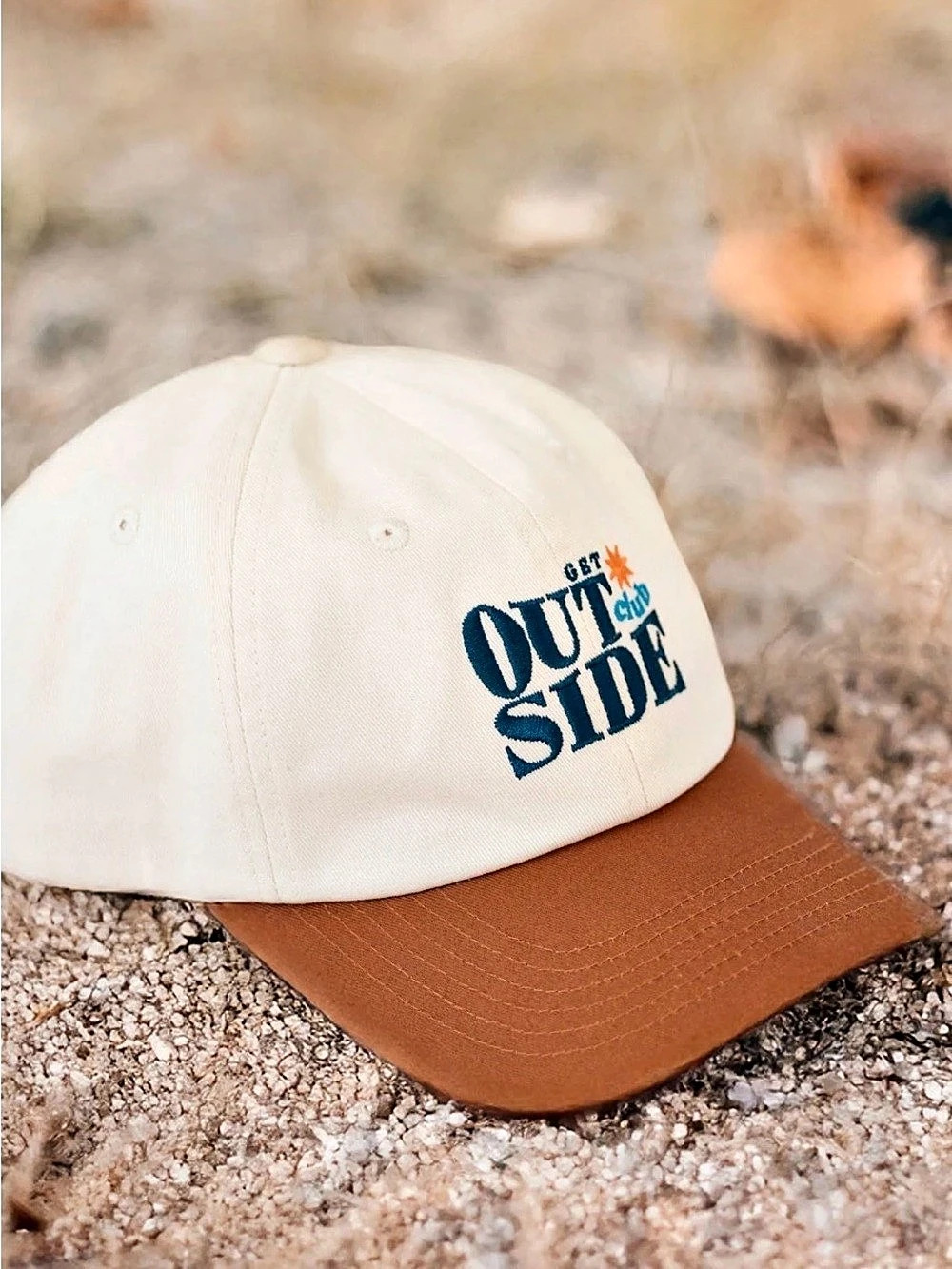 Get Out Side Embroidered Cap White & Brown Like New